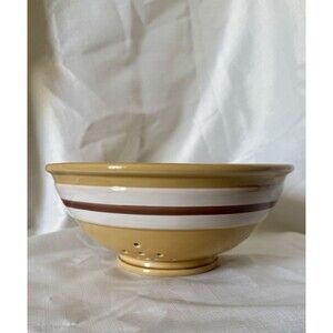 Tender Hearts Treasures Ceramic Berry Bowl Colander Yellow Brown 2004 Vintage